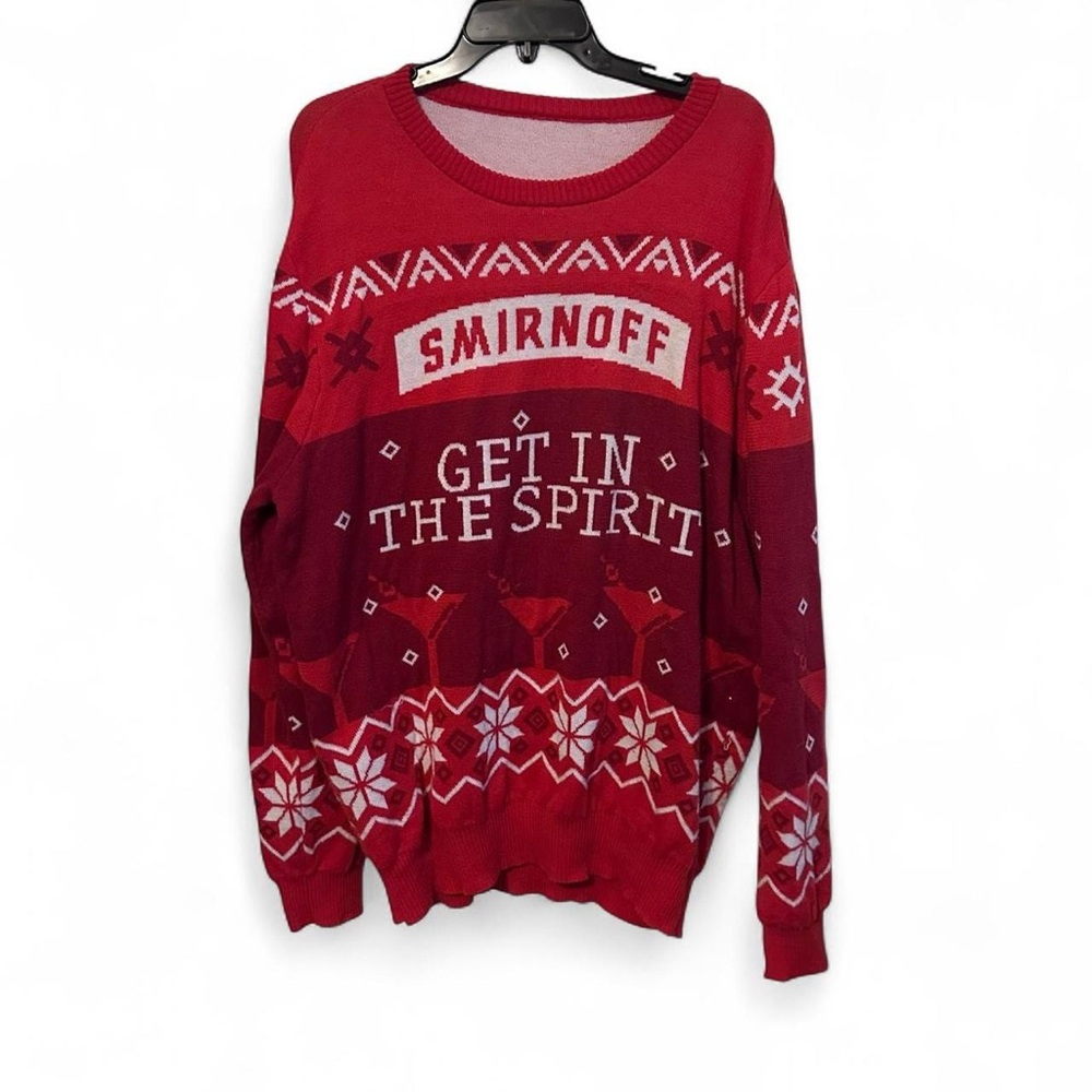 Smirnoff Vodka  Red and White Ugly Christmas Sweater Men's Size XL